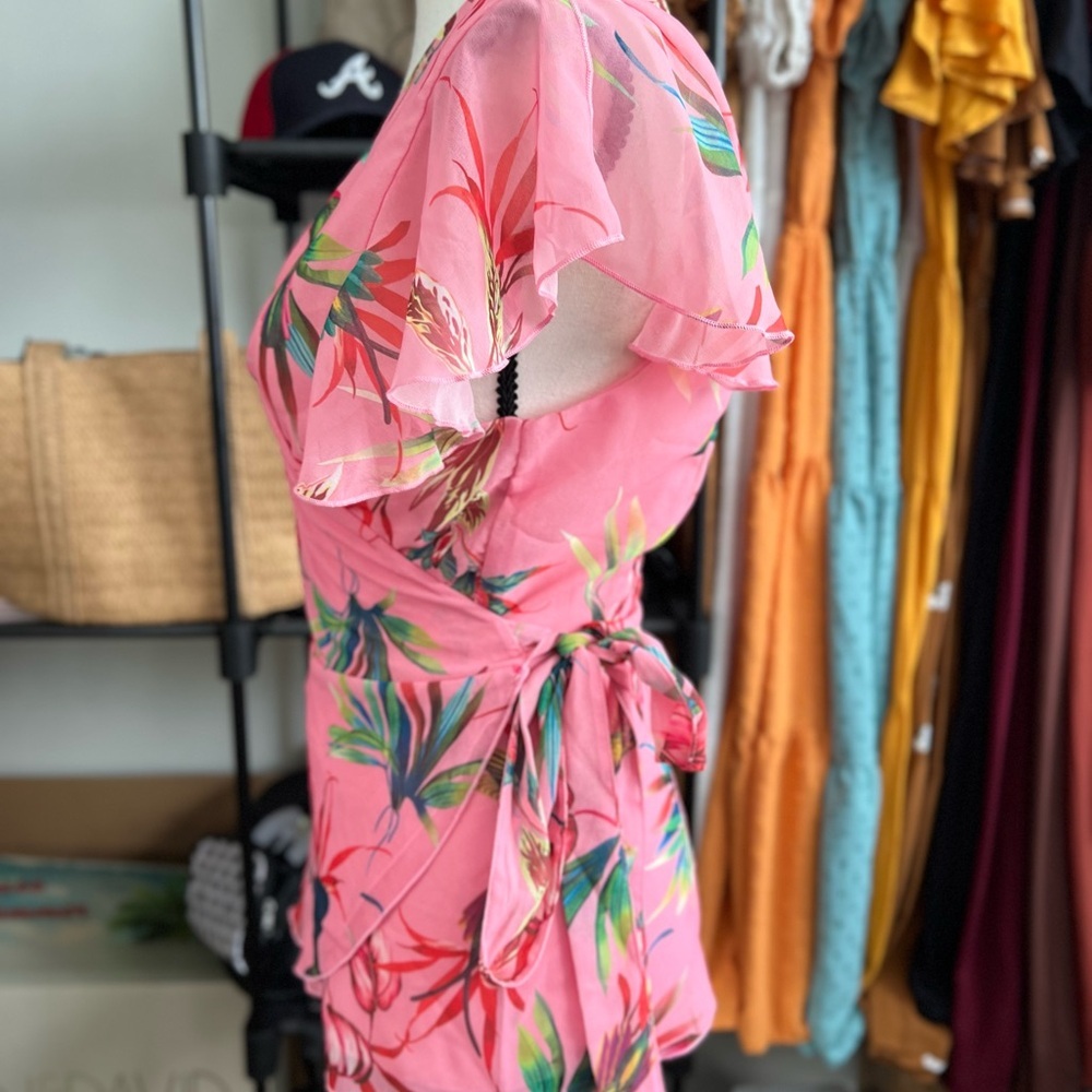 Pink Flutter-Sleeve Wrap Top - Sweet Pea size M - Picture 5 of 9